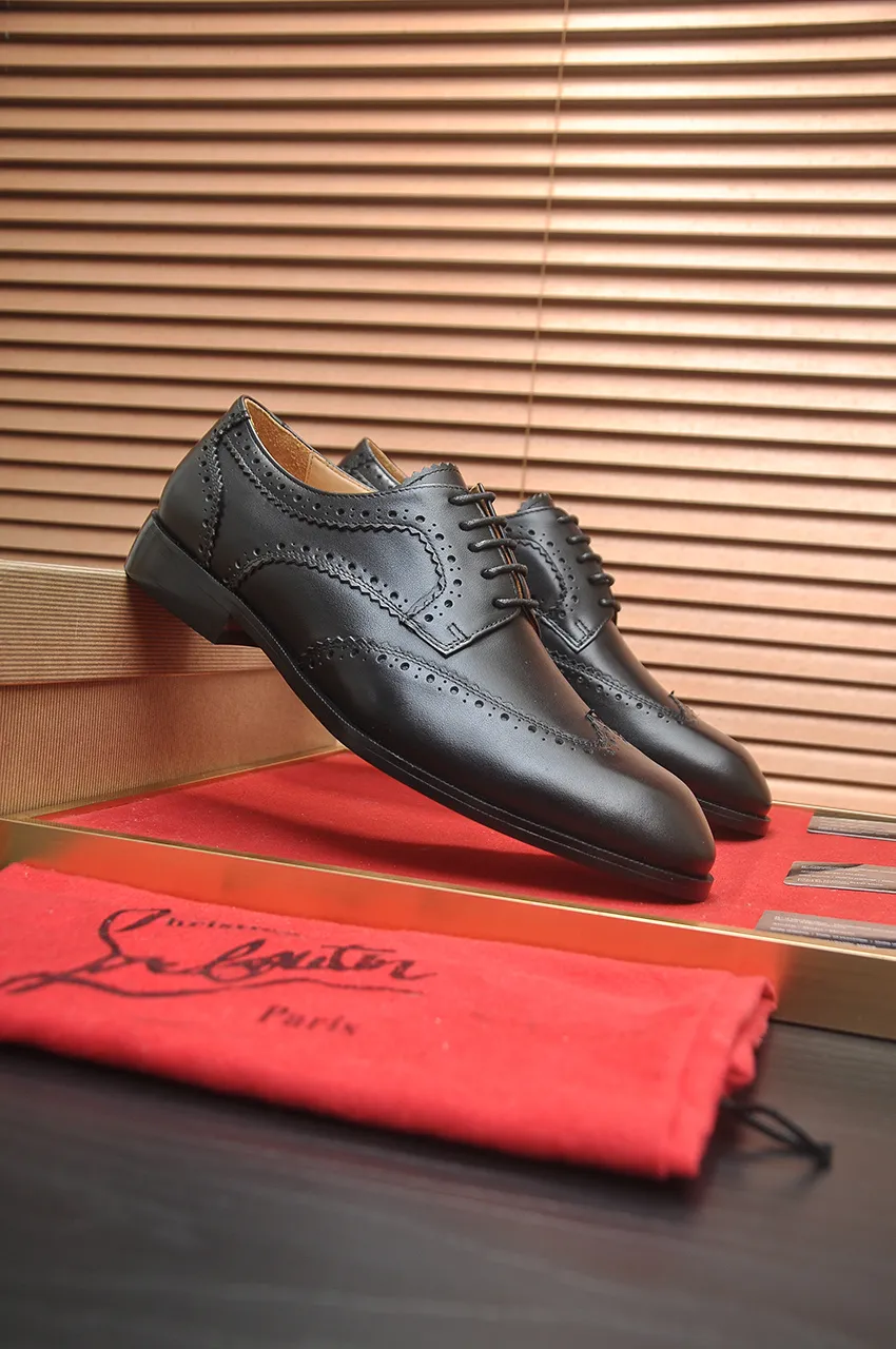 Men's shoes 💰620💶 [Chrstian Loubotin] Red-soled shoes 💋Original mold opening, the highest version on the market, purely handmade ➕Imported cowhide uppers, first-layer water-dyed cowhide lining! Original EU high-gloss outsole. 38 to 45 (45 customized)